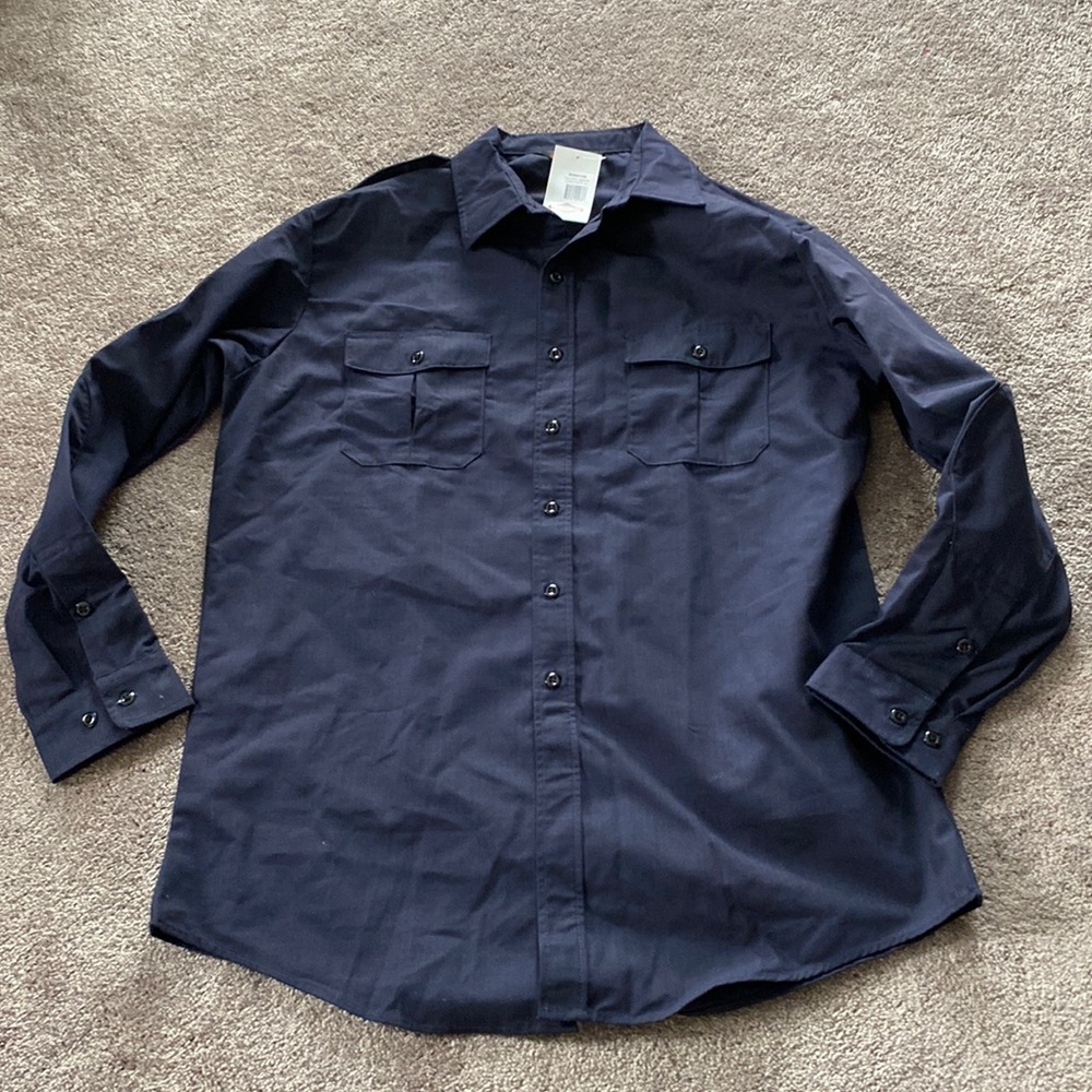 Tru Spec Navy Tactical Button Down Shirt Long Sleeve Uniform SIZE XL LONG